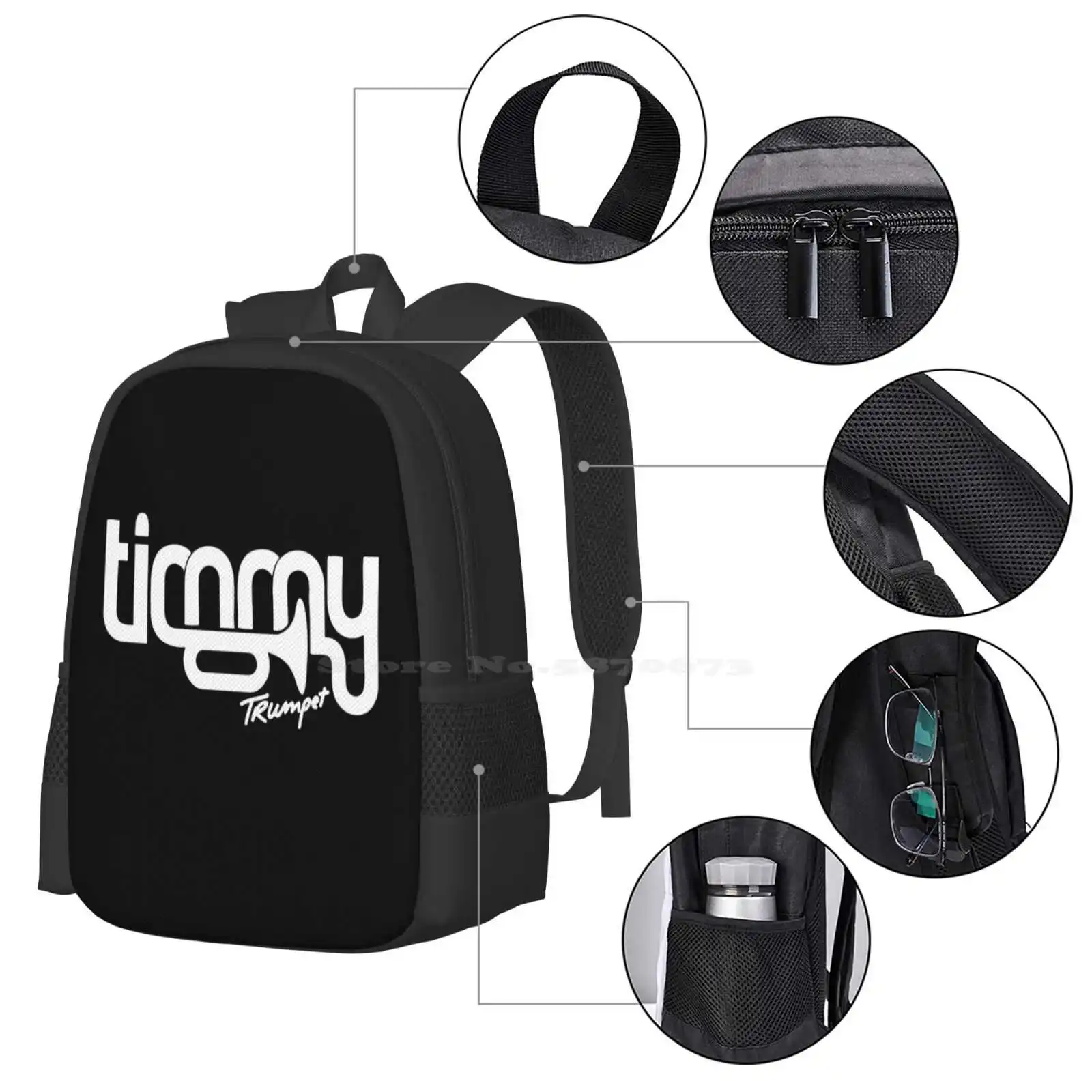 Timmy trompeta Dj Music mochila para estudiantes universitarios adolescentes, bolsas de diseño, Trompeta Timmy Edm Skull Afrojack Dj Music Defqon 1