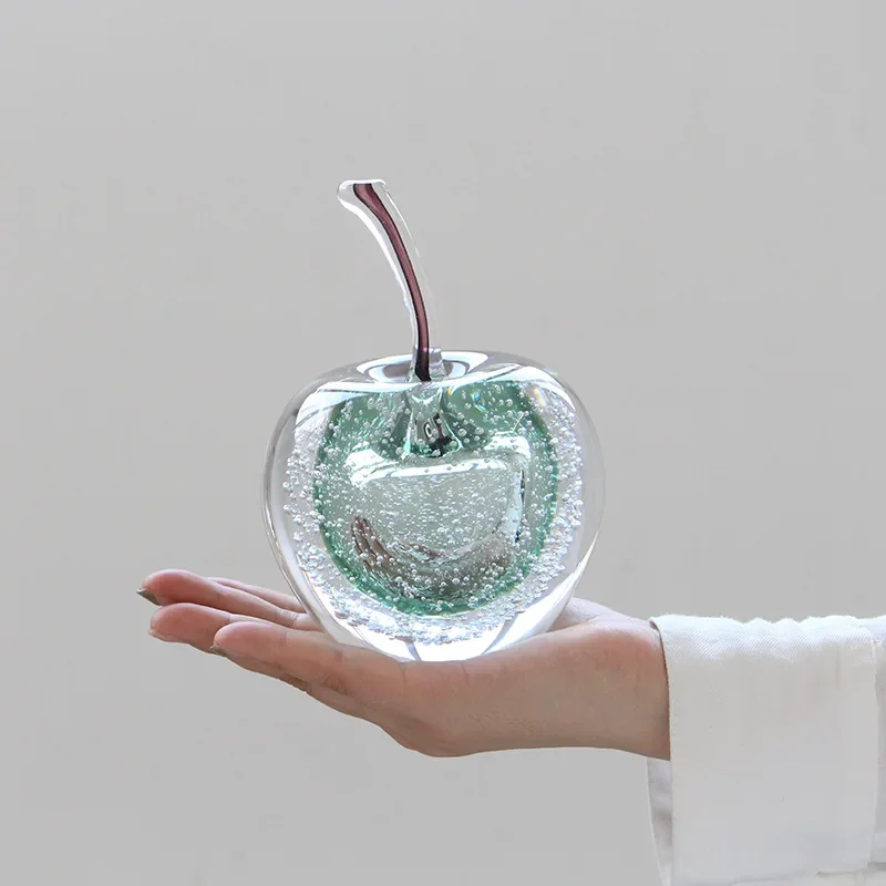 Glass Handicrafts Crystal Apple Glassy Ornaments Transparent Pear Decorative Figurines Home Decoration Accessories