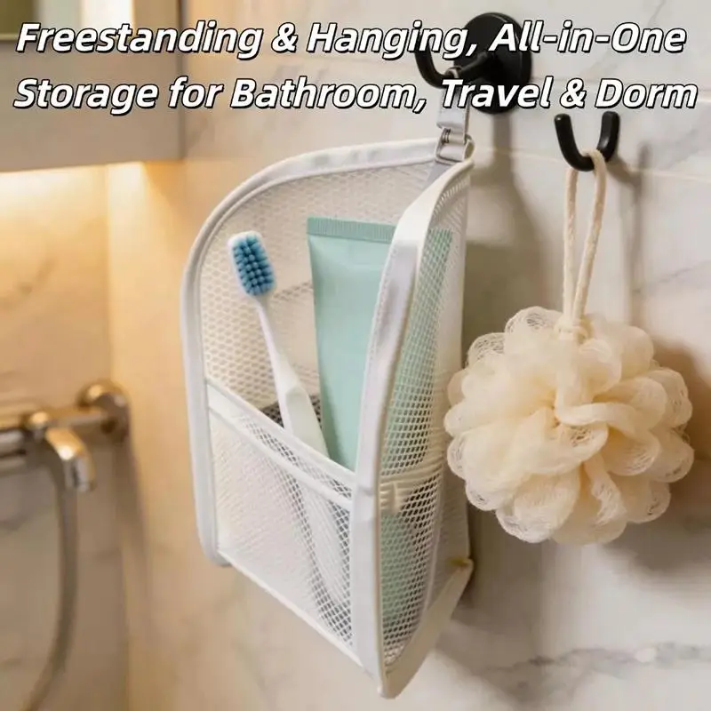 Waterproof Self Standing Toiletry Bag Large Capacity Multi Mesh Pockets for Gym Workout Shower Storage