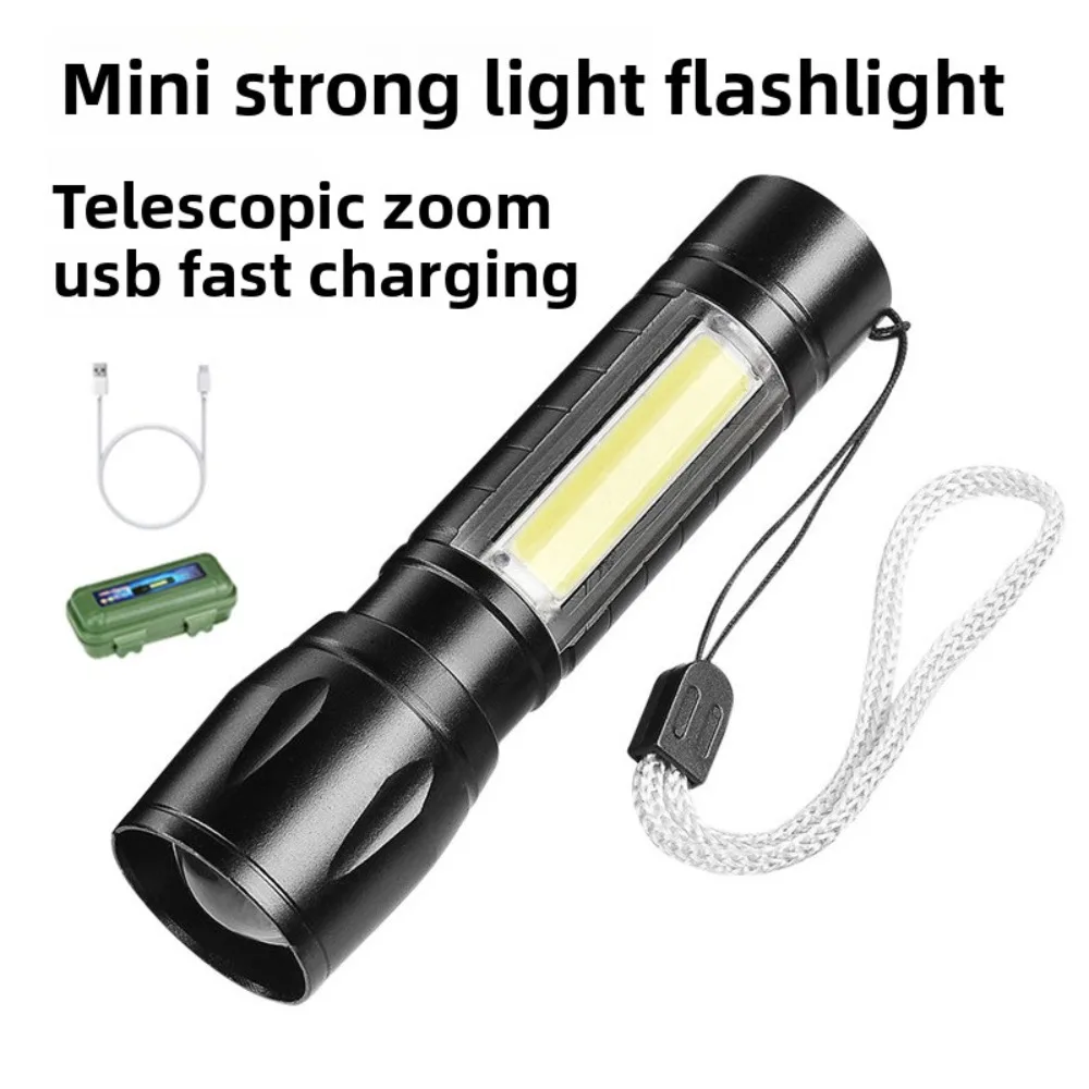 Aluminum Alloy Mini Super Bright Flashlight - Rechargeable, Portable, Zoomable LED Searchlight for Home & Emergency Use