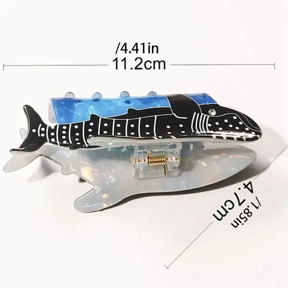 Whale Animal Hair Claw Creative Blue Sea Creature Fish Dolphin Hair Clip Cartoon Grab Clip Female