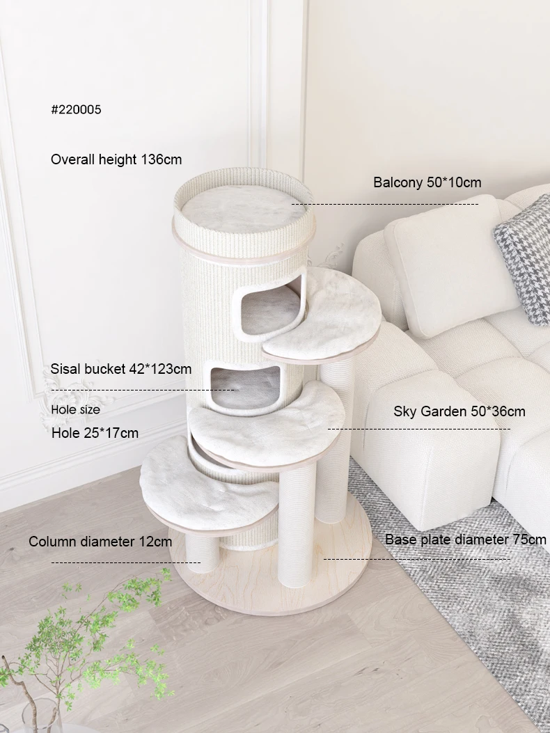 Multi-layer Luxury Cat Tree Climbing Frame Hammock Condo Kittens Interactive Sisal Scratching Post Plush Cat Tree