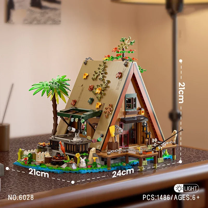 ZKZC Mini City Diamond Block Creative Forest Cabin House Construction Building Bricks Figures Toys With Light For Kids Gifts