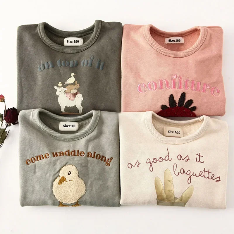 2024 Fashion Autumn Spring Kids Baby Sweatshirt Toddler Cute Print Long Sleeved Tops Kids Boys Girls Clothes