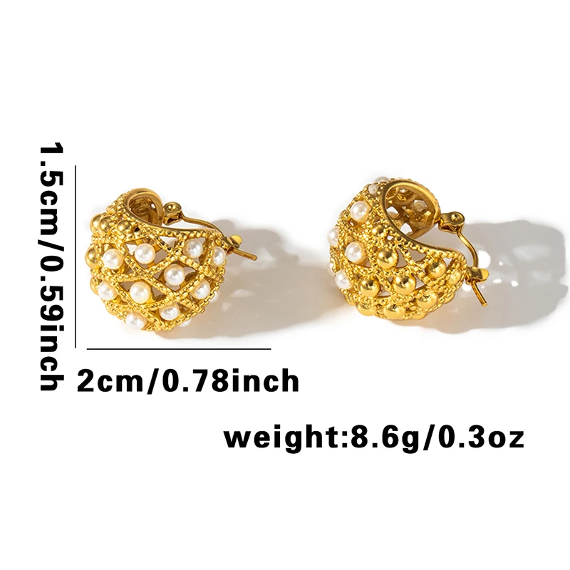 ENSHIR 316L Stainless Steel Imitation Pearls Irregular Circle  Heart Earrings For Women French Niche Jewelry Gifts Wholesale