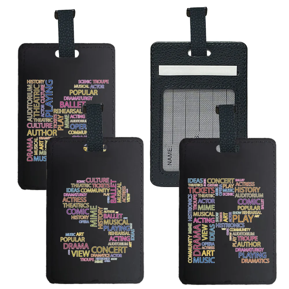 

PU Portable Travel Flight Tag Leather Ticket & Passport Holder Luggage Tag for Hand Luggage Travel AccessoriesS text Pattern