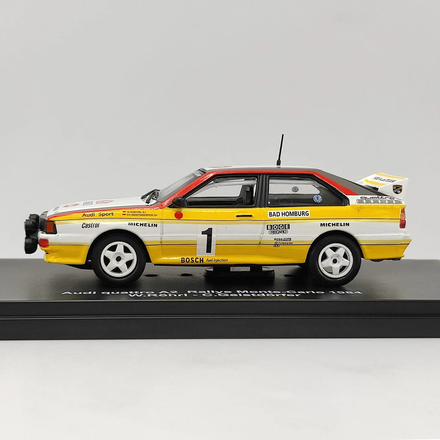 Diecast 1:43 Scale Audi Quattro A2 Monaco Rally 1984 #1 Alloy Car Model