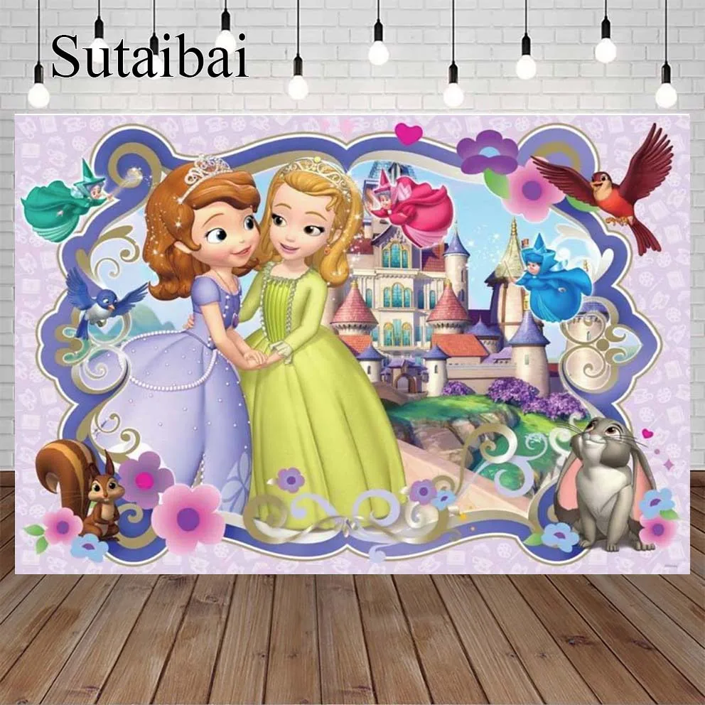 Disney Baby Princess Sofia The First Clover Background Birthday Party Decoration Banner Photography Backdrop Photo Studio Custom