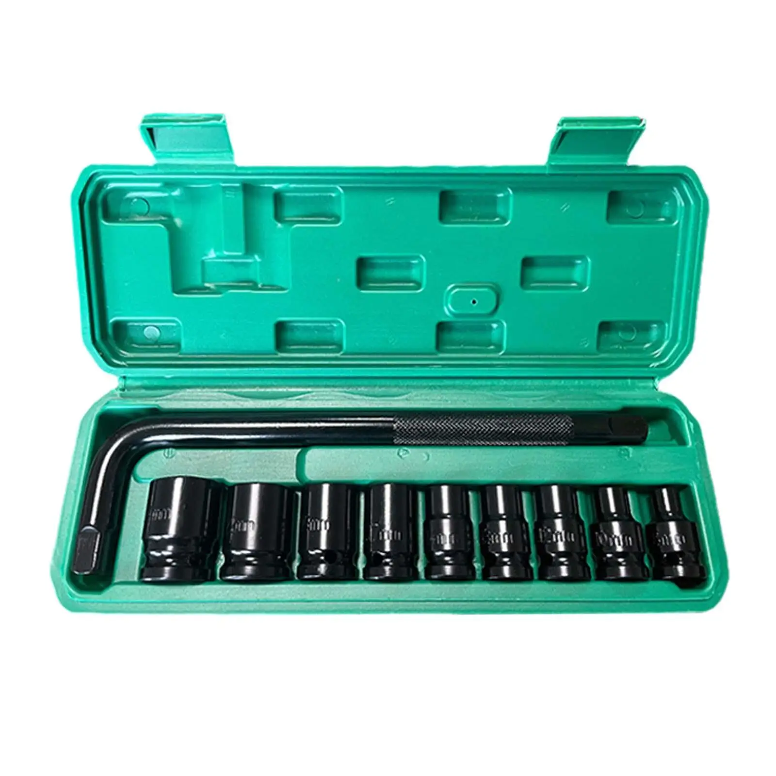 

10 Pieces 1/2" Drive Impact Socket Set with L Handle Portable Hex Socket Set