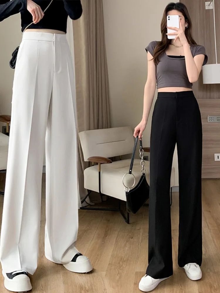 Wide Leg Suit Pants High-end Floor Mop Pants 2024 New Small Stature Slimming Effect Popular For Women In Professional