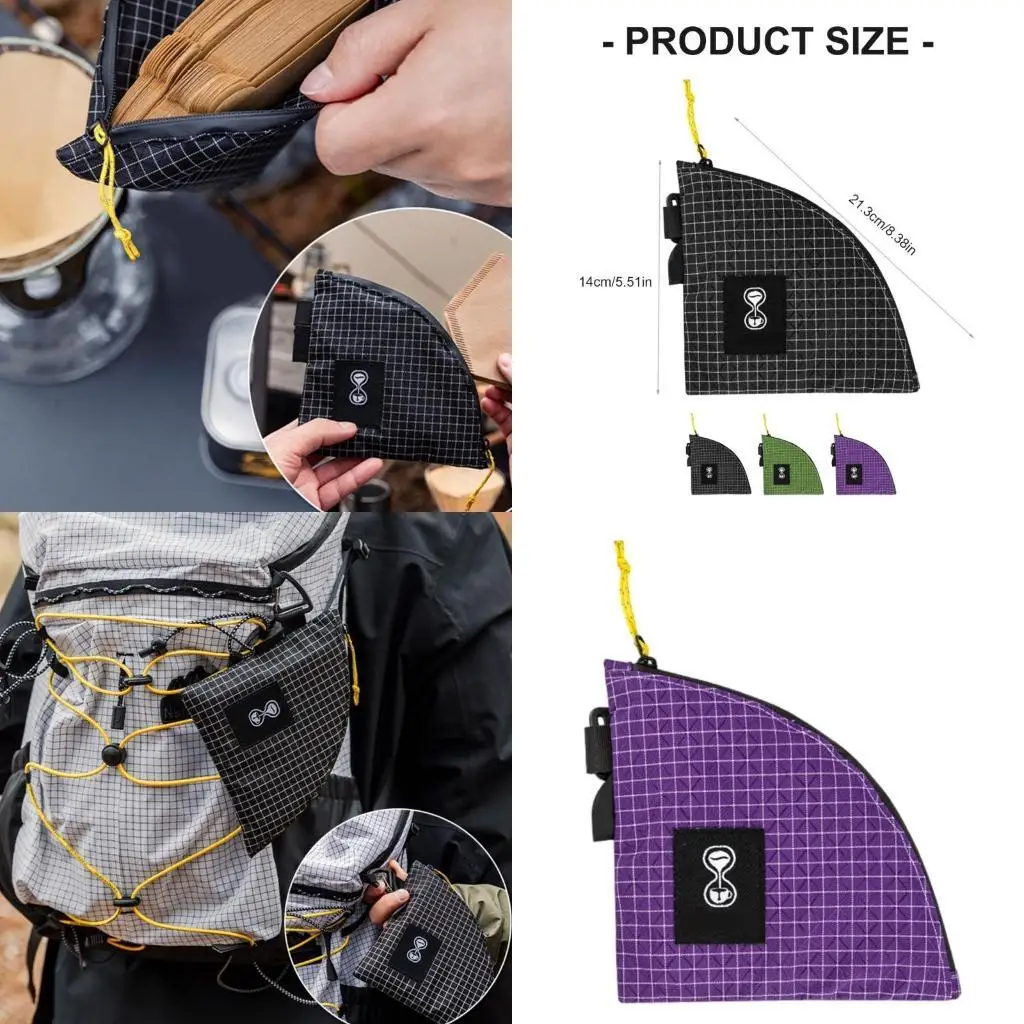 

R6FE Large Capacity Coffees Filter Container Outdoor Coffees Filter Paper Storage Bag