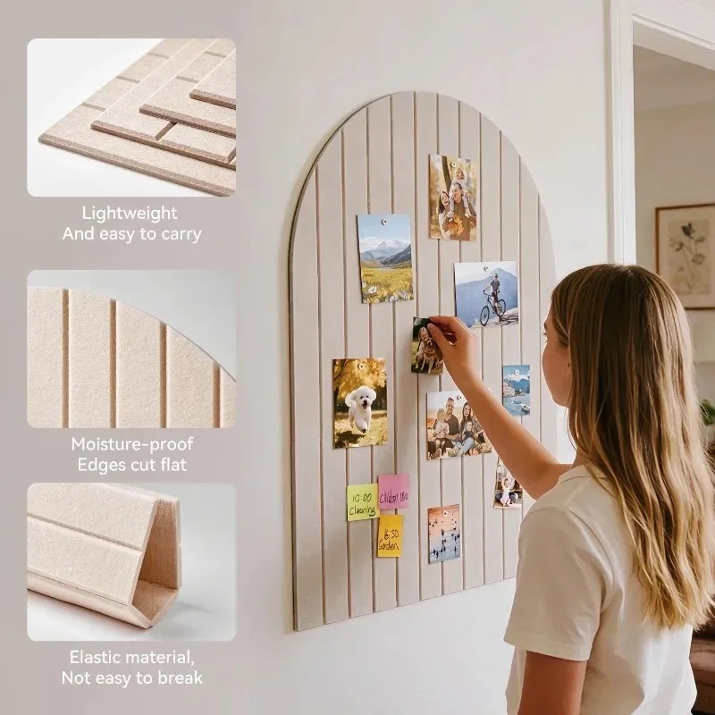 Sound Absorbing Felt Board Arched Self-Adhesive Felt Wall Stickers Decorative Arch Acoustic Panel for Bedroom Background Wall