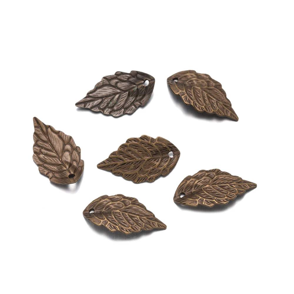 50Pcs 10x18mm Goldcolor Metal Charms Leaf Shape Earrings Pendants For DIY Necklace Jewelry Making Findings Supplies Accessories