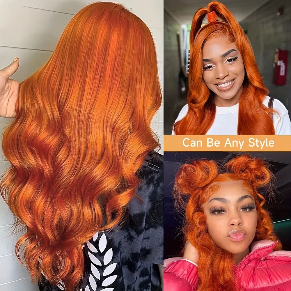 Perruque Lace Front Wig Body Wave Naturelle, Cheveux Humains, 13x6, 13x6, Transparent, Vidéo Orange, 200%, pour Femme