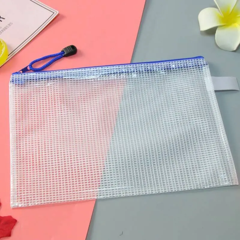 Saco de arquivo transparente saco com zíper estudante de grande capacidade à prova dwaterproof água à mão engrossado grade saco de dados saco de armazenamento de papel de teste