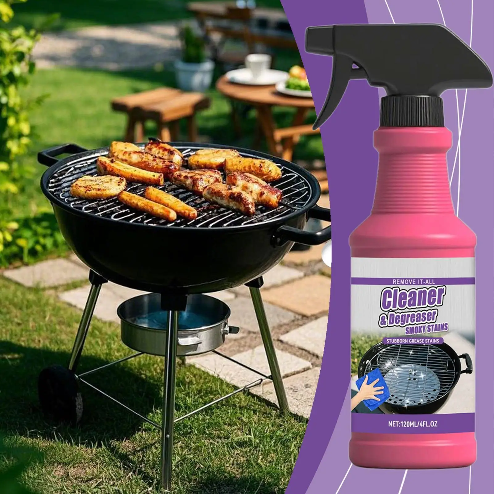120ml Barbecue Rack Cleaner Powerful Cleaning Stubborn Grease Removes Carbon Deposits Safe for Baking Tray Rack Pot Dish Counter