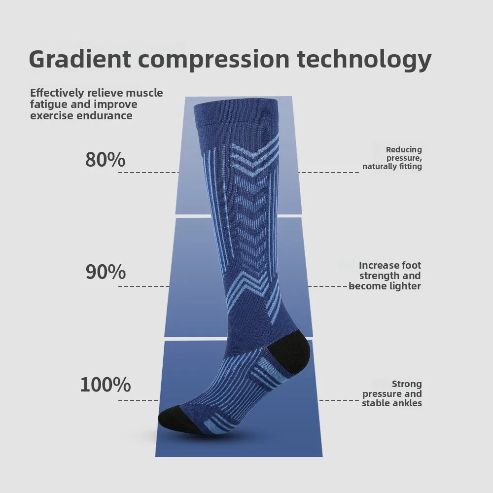 جوارب ضغط جديدة للرجال والنساء رياضة الجري ماراثون ركوب السهم تصميم شريطي