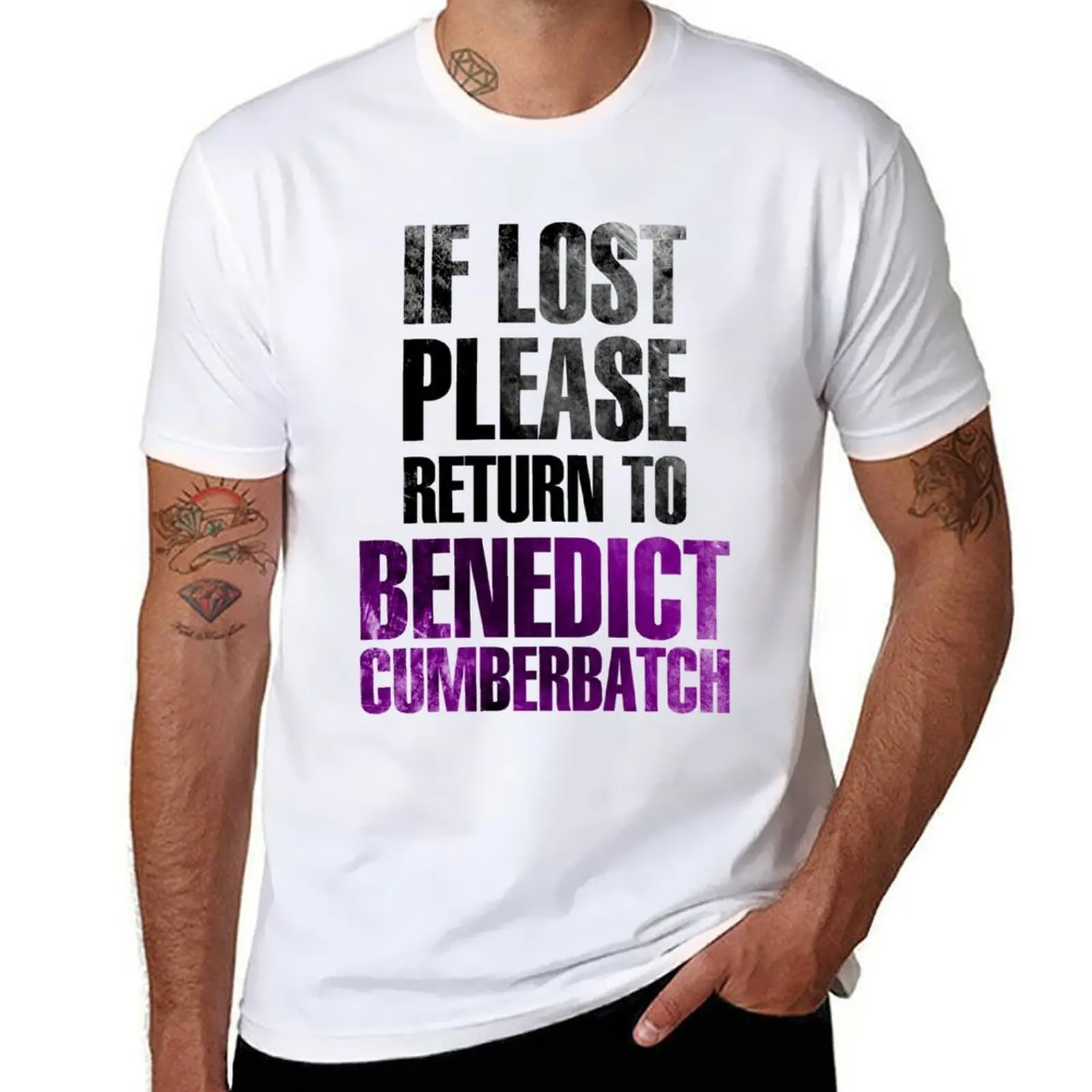 

If lost please return to Benedict Cumberbatch T-Shirt man t shirt graphic t shirt for man 100 percent cotton T-Shirt