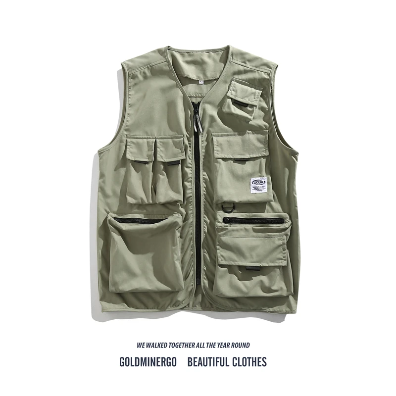 

Spring Summer Thin Svel Workwear Vest Men's Trendy Brand Japanese Sle Multi-ket Functional Tactical Vest oulder ...