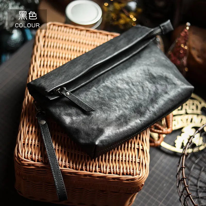 PNDME simple fashion designer handmade first layer cowhide men's black messenger bag outdoor daily work cow leather shoulder bag