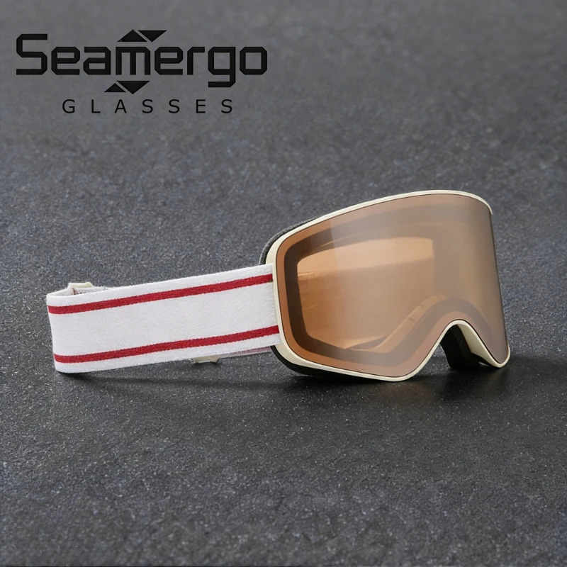

Горнолыжные очки SEAMERGO с двойным антизапотевающим покрытием для женщин и мужчин, с линзами REVO, двусторонними, дышащими и комфортными.