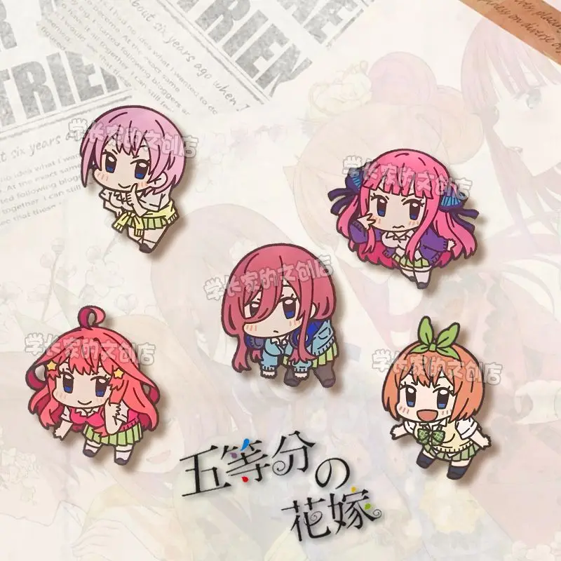 5PCS Anime The Quintessential Quintuplets Badge Brooch Pin Nakano Miku Clothes Backpack Decoration Lapel Personalized Chest Tag