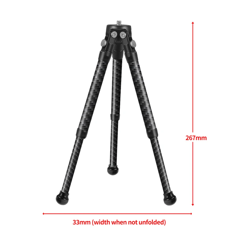 Kohlefaser-Mini-Stativ, multifunktionales SLR-Vlog-Stativ, 5 kg maximale Belastung mit 1/4 Zoll Schraube für Kamera, Smartphone, Live-Halterung – Detail 12