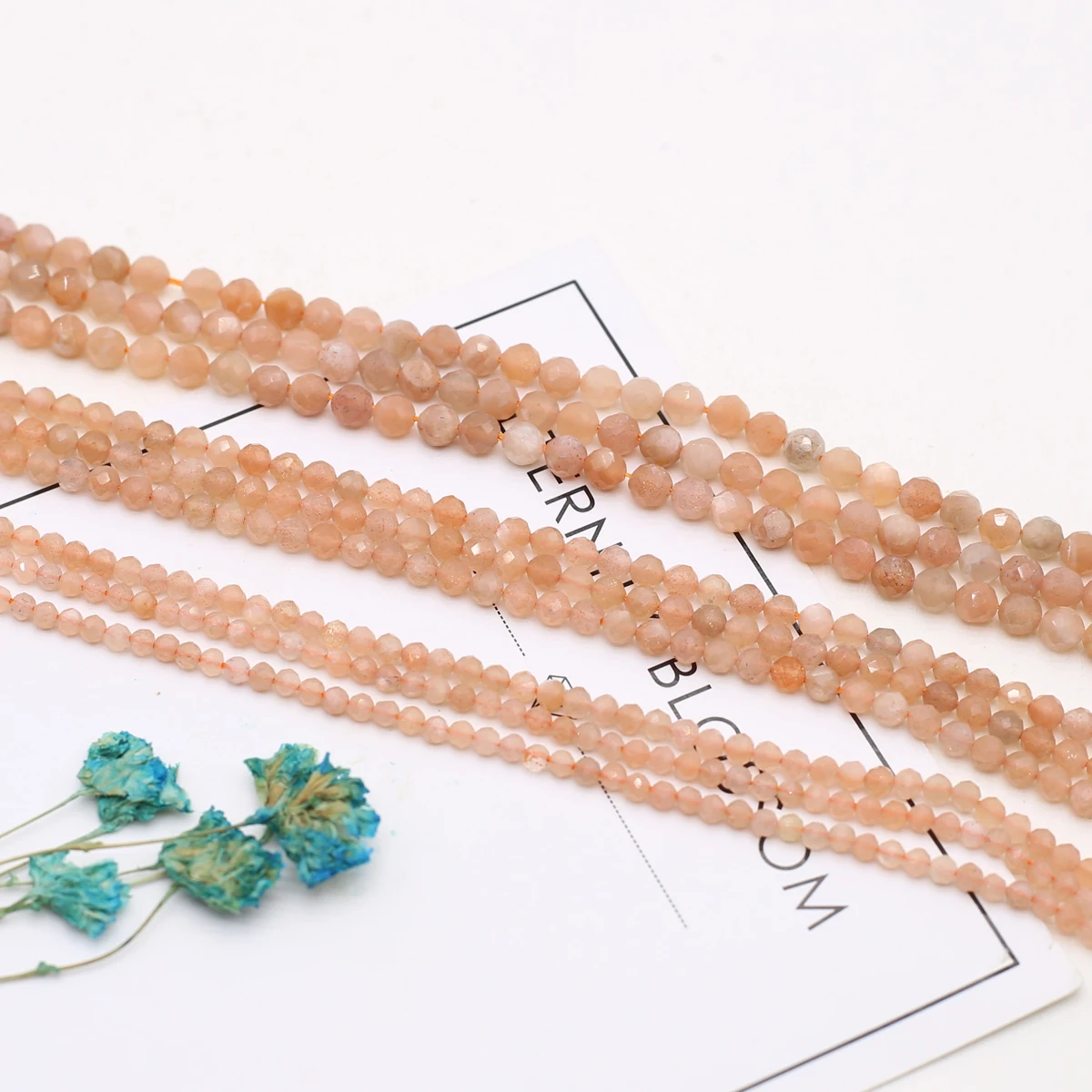 2/3/4mm Natural Stone Sunstone Quartz Loose Beads Round Faceted Spacer Beads for Jewelry Making DIY Necklace Bracelet Accessory