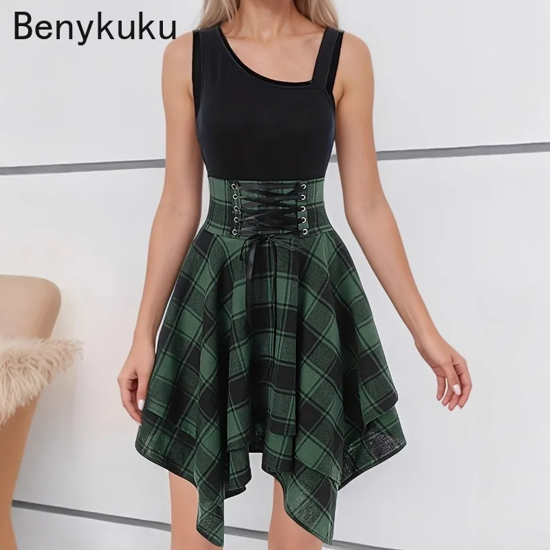 فستان نسائي عتيق بكتف بارد متقاطع غير منتظم منقوش ومزين بقطع القماش بدون أكمام وأربطة فساتين مثيرة للحفلات القصيرة #3