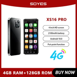 SOYES-Mini teléfono inteligente XS16 Pro, 4 pulgadas, 4GB de RAM, 128GB de ROM, Android 10, ocho núcleos, 2100mAh, identificación facial, OTG, 4G, LTE, pequeño, tipo C