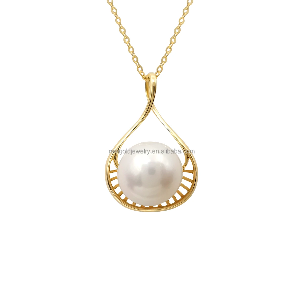 

Fine Jewelry Pendant Necklaces 18K Solid Gold Freshwater Pearl Necklace Women Wedding Engagement AU750 Yellow Gold Necklace