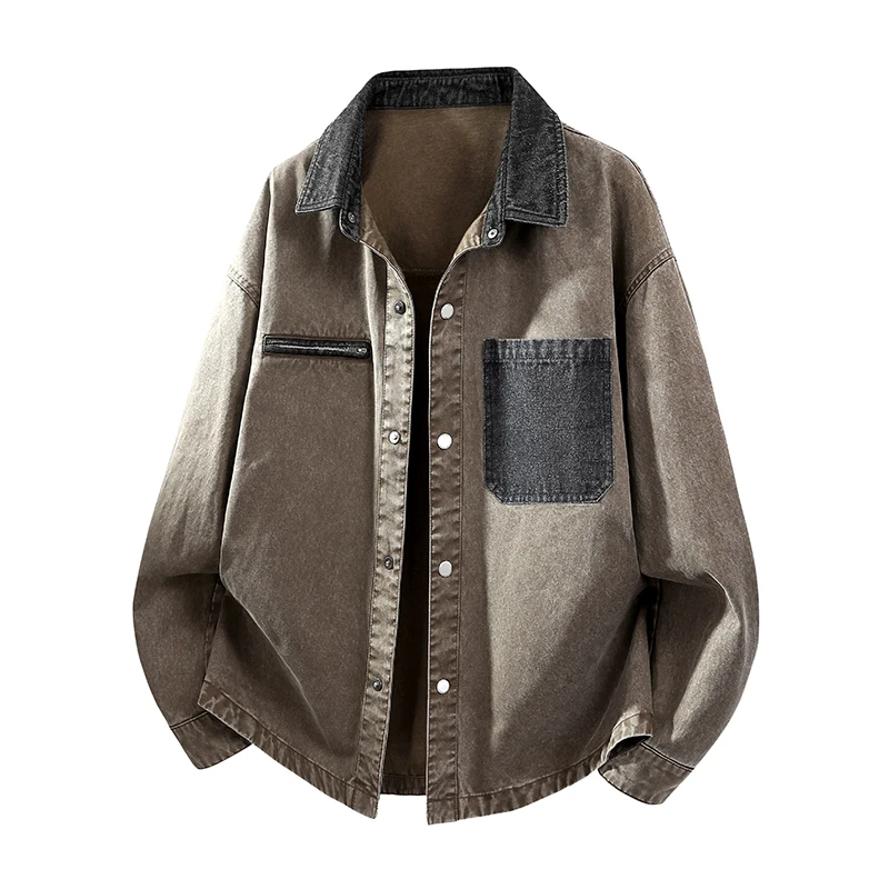 

Fashion Trend Turn-down Collar Men Jackets Spring Autumn High Quality Male Clothes Pure Cotton Solid Color Outerwear New Style
