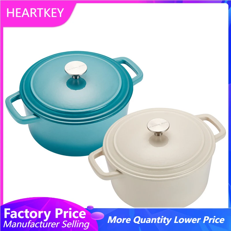 

24cm Enamel Cast Iron Dutch Pot Cookware Sets Portable Multi-function Soup Picnic Stew Pot 2022 New Design