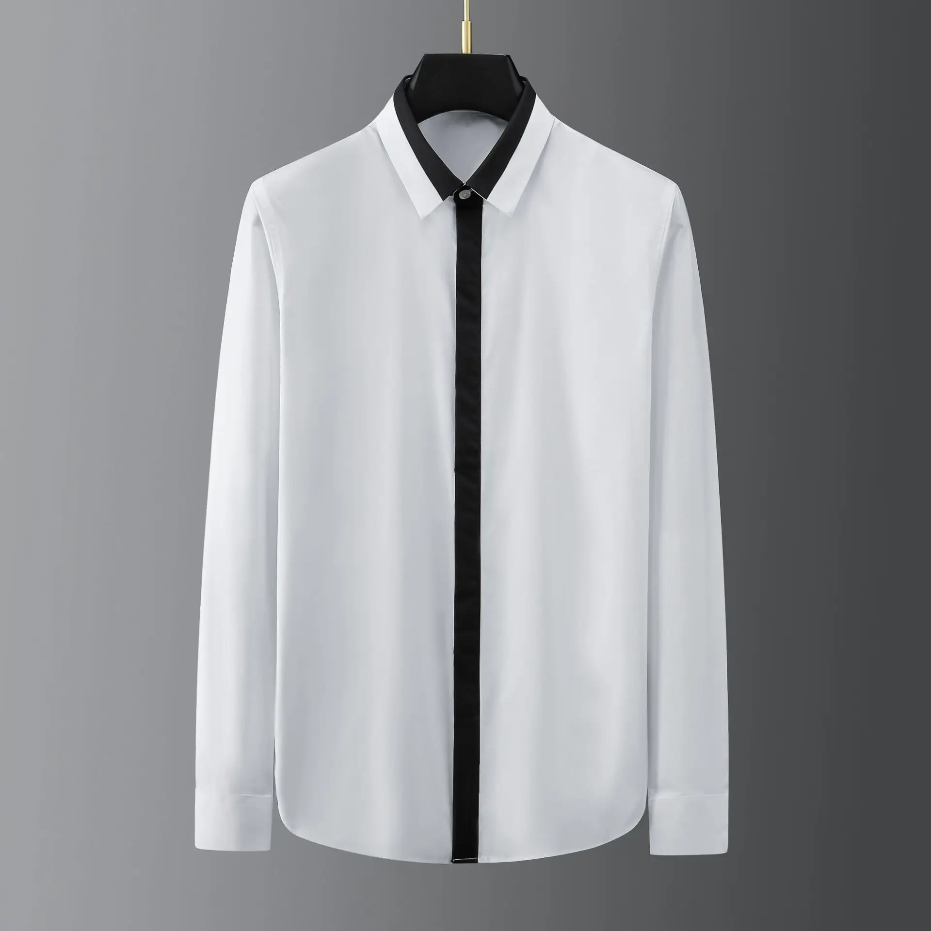 Brand Placket Splicing Men's Long Sleeved Shirt Cotton Casual Daily Versatile Shirt Fashion Business Social Formal Dress Shirts