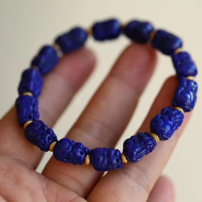 

Natural Blue Lapis Lazuli Pi Xiu Bracelet Women Men 12x8mm Beads Lapis Lazuli Bracelet Jewelry AAAAAA