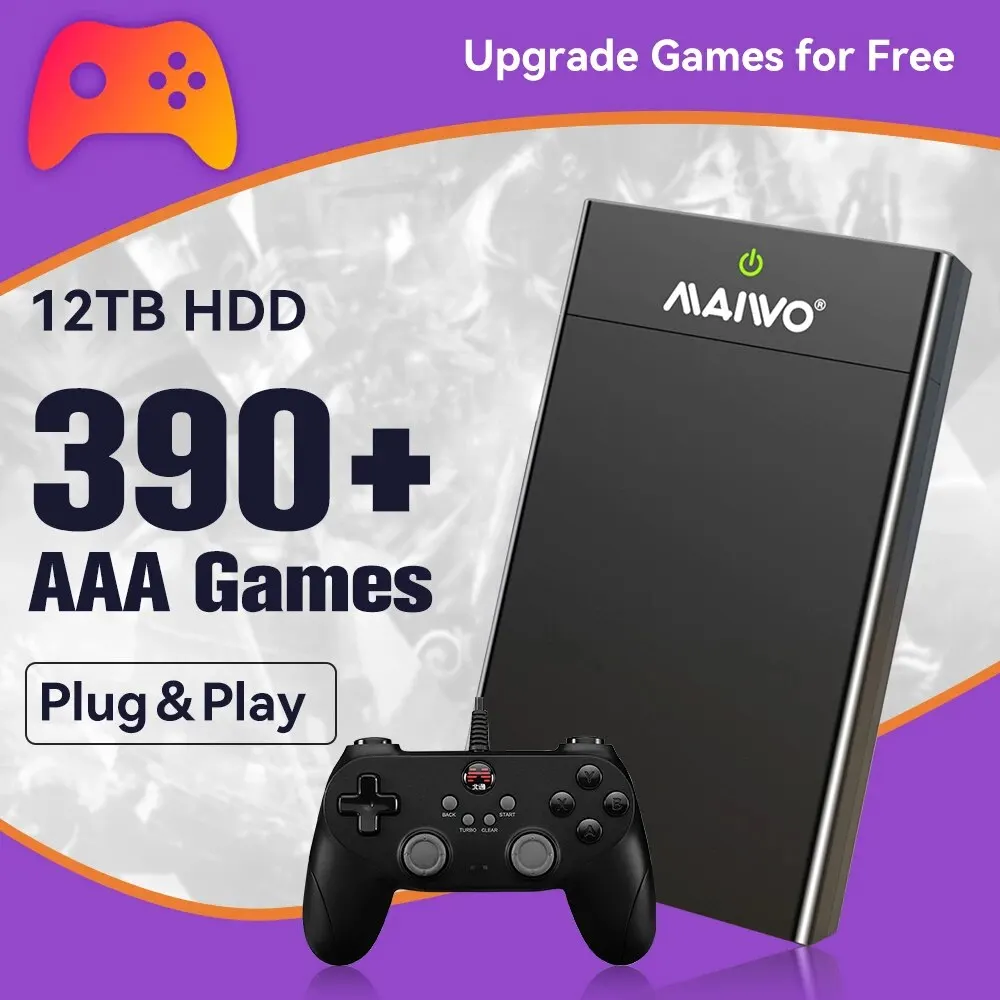 Playnite System Ext 12T Retro Gaming HDD Game Console التوصيل والتشغيل مع 390+ ألعاب AAA لمحاكيات الألعاب لأجهزة الكمبيوتر الشخصية/الكمبيوتر المحمول Windows