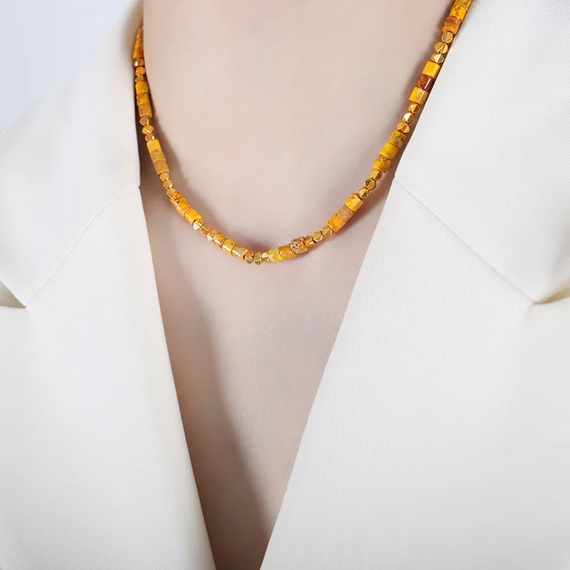 Frauen Halskette Unregelmäßige Kristall Natur Steine Edelstahl Bunte Kette Mode Charme Täglichen Schmuck Großhandel – Detail 4