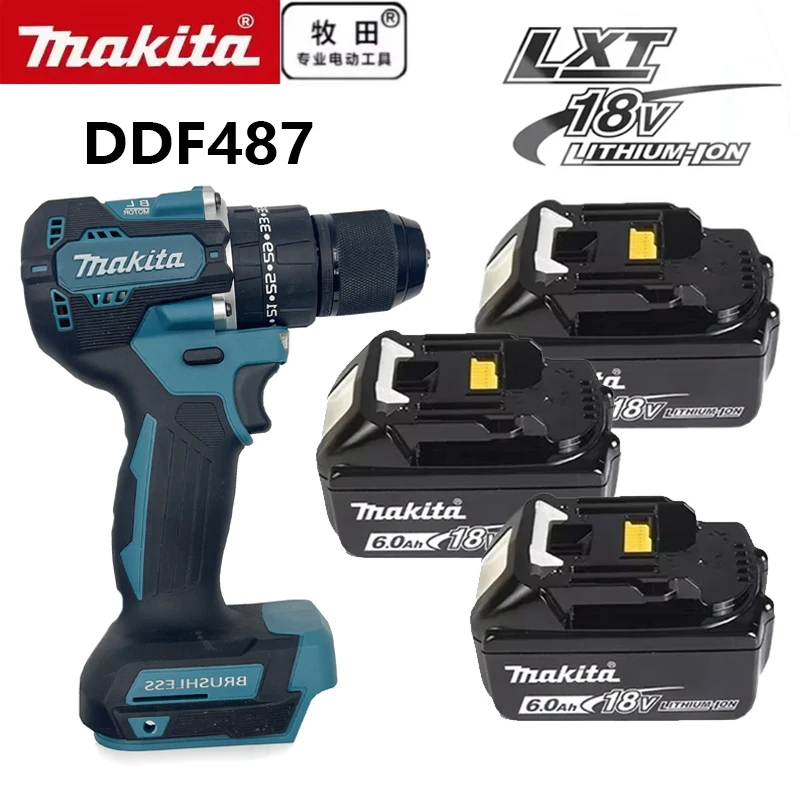 2026 Makita DDF487 10mm Bürstenloser 18V Lithium-Ionen-Akku-Schlagbohrschrauber, Hochdrehmoment-Elektroschrauber Makita 18V Akku