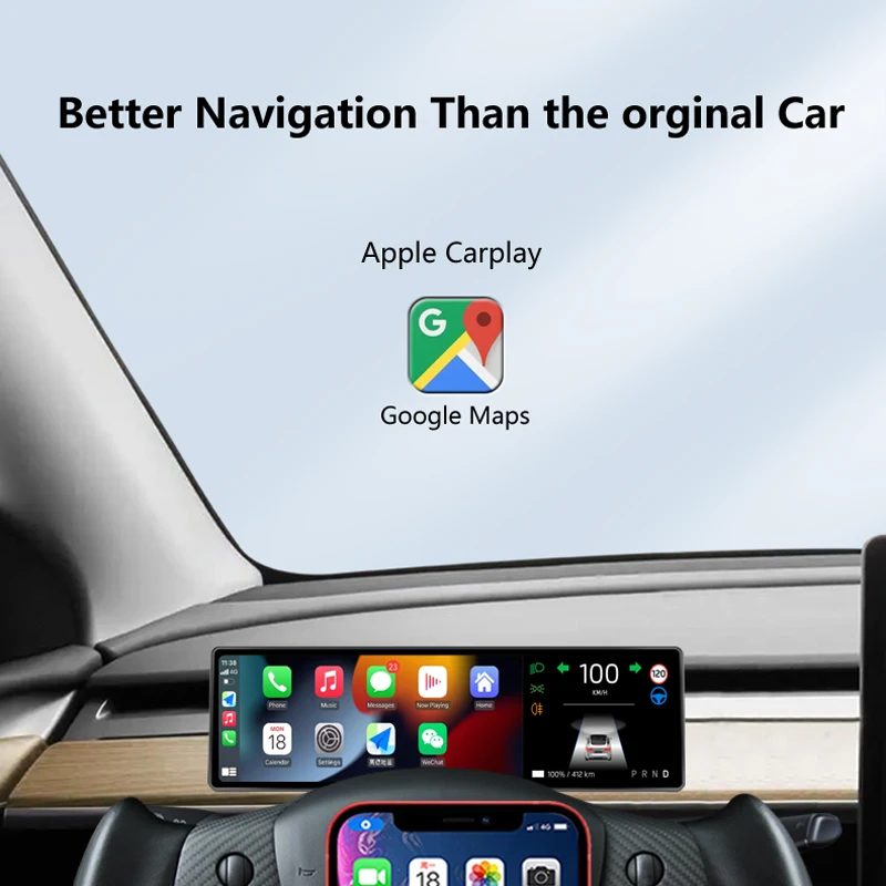 Novozopai T12 Pro 8,8-дюймовый новый экран приборной панели для Tesla Model Y/3/Y Highland Wireless Carplay и Android Auto Дополнительная камера