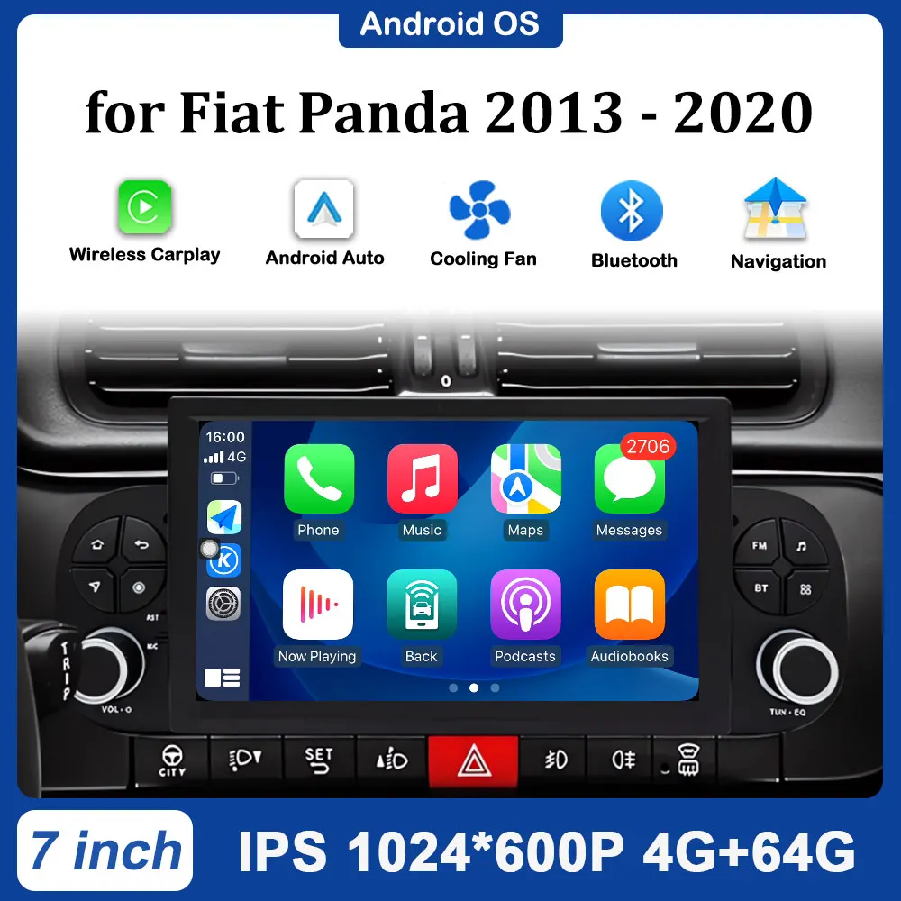 

Android OS BT Wireless Carplay DSP Stereo for Fiat Panda 2013 - 2020 Car Radio Multimedia Player 7 inch WiFi Auto Accessories
