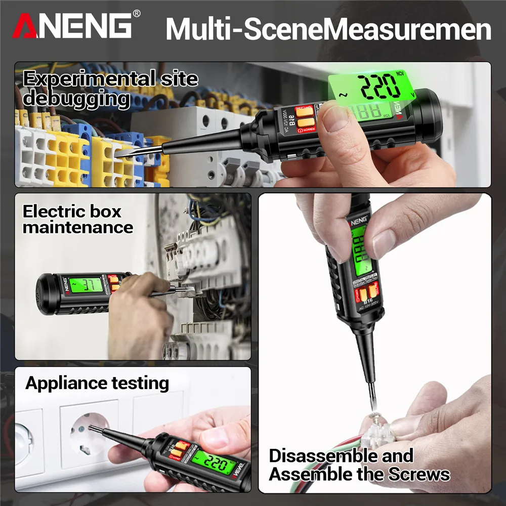ANENG 지능형 감지 디지털 측정 펜 B16 비접촉 12V-300V 전압 검출기 자동차 진단 파인더 전압계 도구