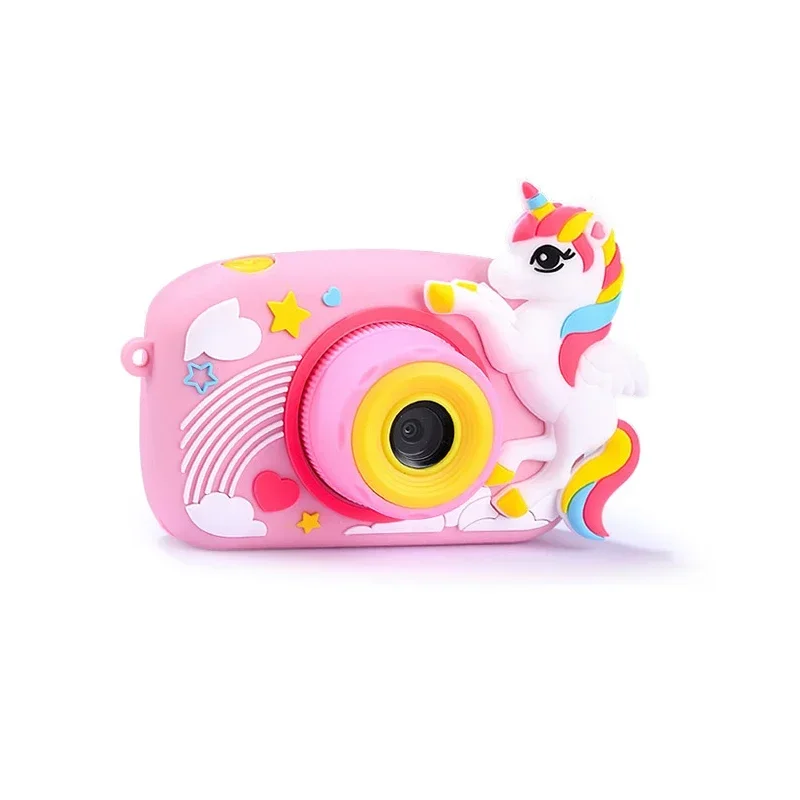 Pink Cartoon Digital Camera Dinosaur Animal Shark Unicorn Mini Children Cameras Toy Photo Video Play Games Kids Christmas Gift