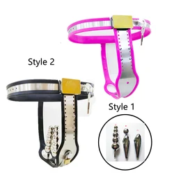 Female Chastity Belt Device Stainless Steel Lockable Underwear Silicone Adjustable Belt T Type Anal Plug Sex Toys for Women