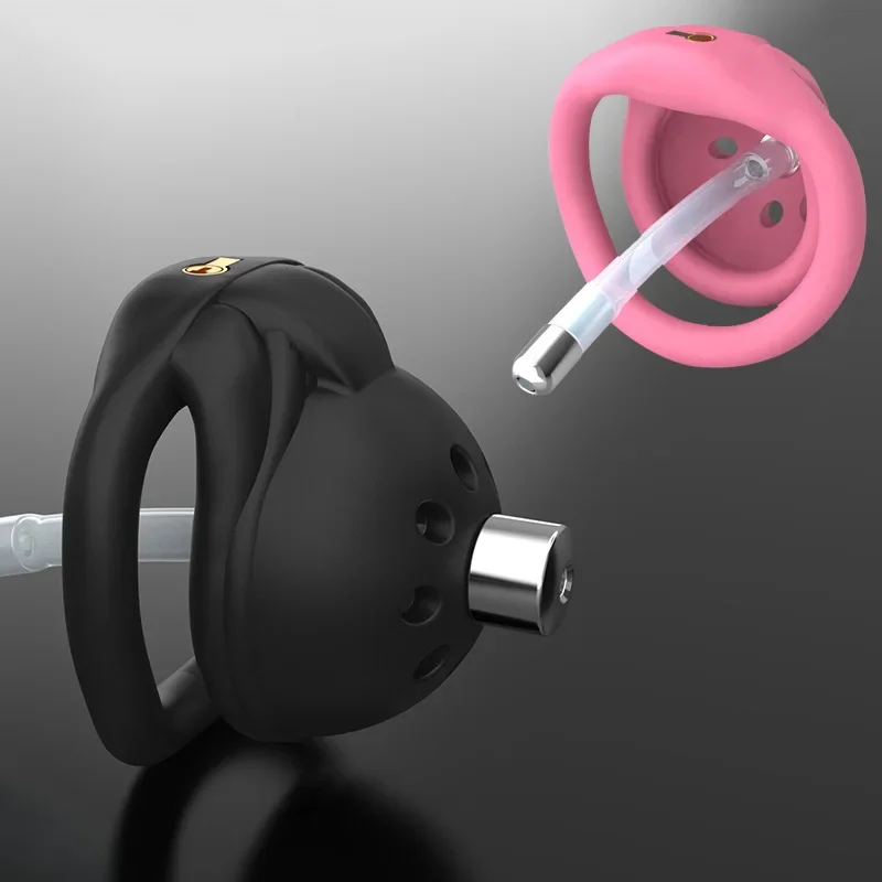 Pink Male Penis Chastity Cage Set Small Bird Chastity Cage Belt With Padlock 4 Cock Ring Penis Bondage Slave Man Sex Toy For Gay view 6