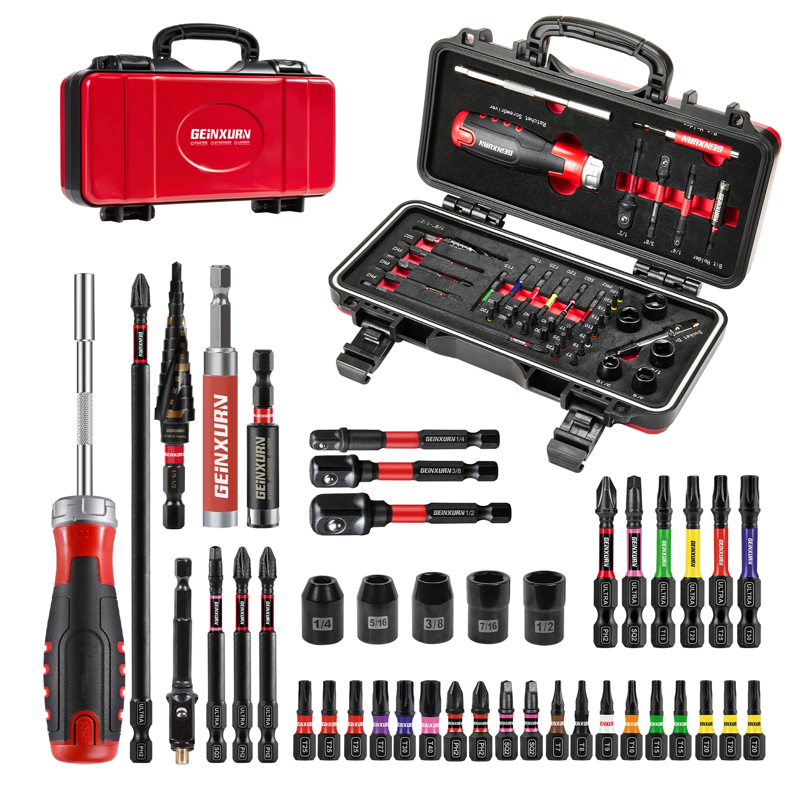 

Geinxurn 42Pcs Tools Set Packaged with Rachet Screwdriver Handle, s2 Screwdriver Bits and Hold Bit for Home Repairs DIY