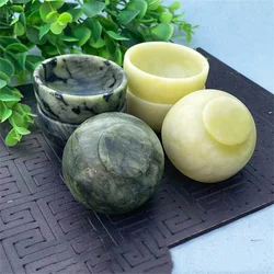 Wholesale Natural Stone Crystal Bowl Tableware Wine Set Yellow Jade Minerals Spiritual Reiki Living Ornaments Home Decoration