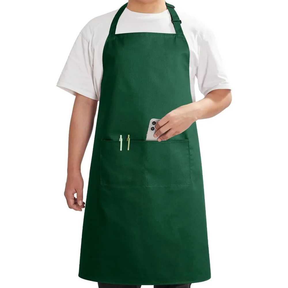 

синтезный фартук шеф-повара для мужчин и женщин, кухонный фартук с карманами, регулируемые фартуки-нагрудники, устойчивые к пятнам, 1 упаковка