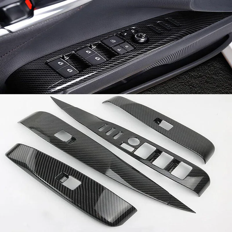 

FOR Toyota Camry 2018 2019 Carbon Fiber style Car Interior Door Window Lift Glass Switch Buttons Cover Armrest Panel Frame Trim