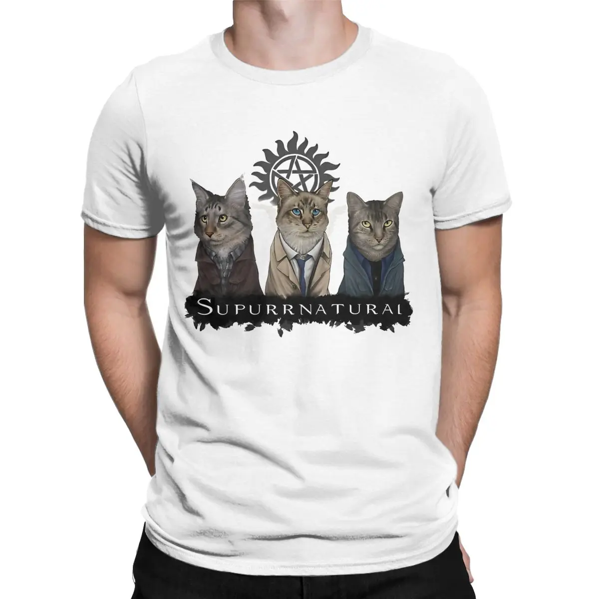 Supurrnatural Supernatural Men's T Shirts Funny TV Vintage Tees Short Sleeve Crew Neck T-Shirt Cotton Graphic Printed Tops