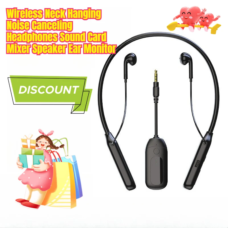 

Wireless Neck Hanging Noise Canceling Headphones Sound Card Mixer Speaker Ear Monitor